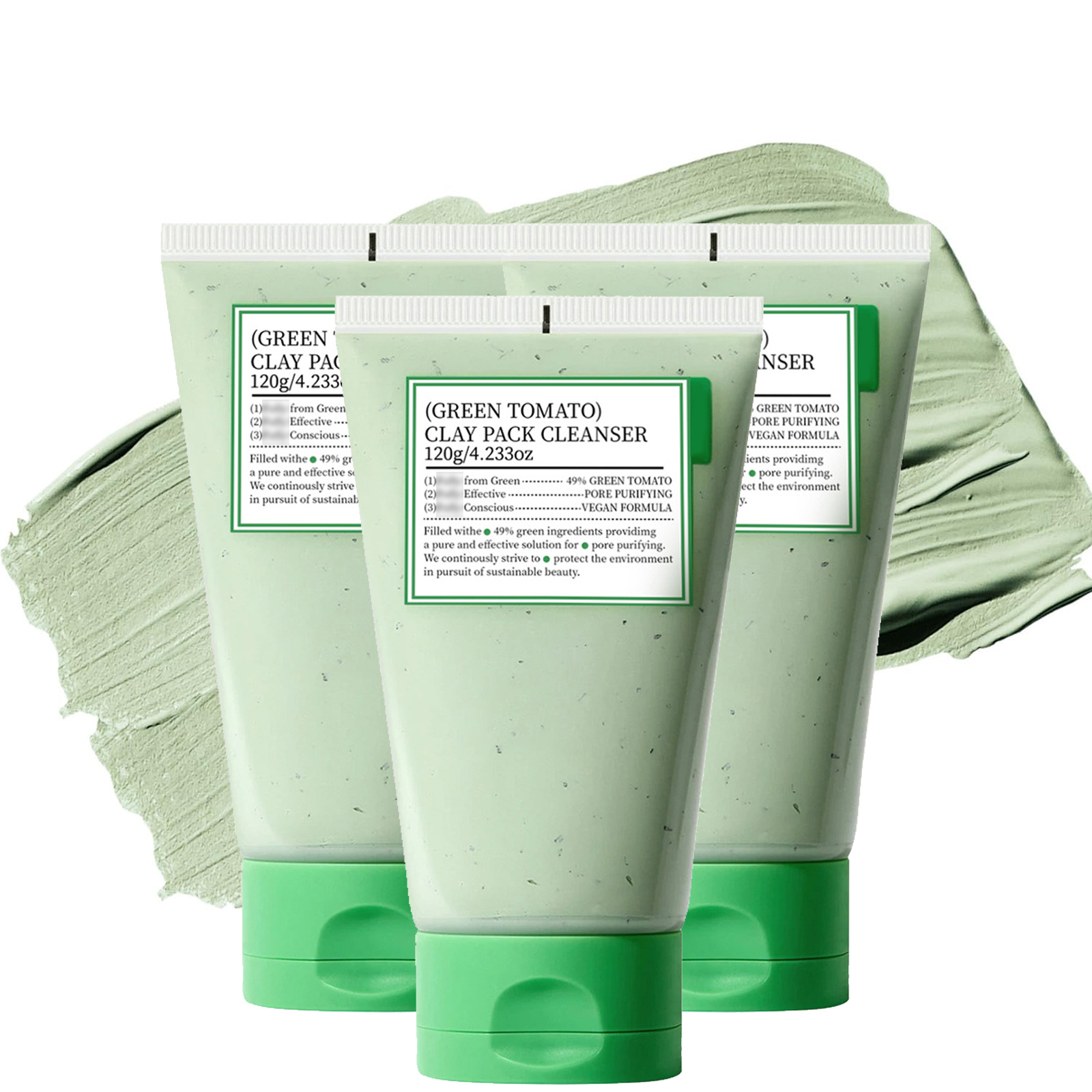 Green Tomato Clay Mask Cleanser, Green Tomato Clay Mask, Pore Purifying with 49 Green Tomato