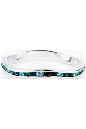 Green Tonal Swarovski Crystal Stackable ring in Sterling Silver