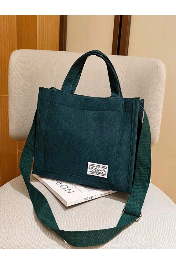 Green Top Handle Tote With Adjustable Crossbody Strap