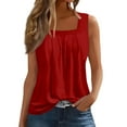 thumbnail image 1 of Green Tops, Women'S Sexy Pleated Square Neck Solid Color Sleeveless Tank Top Spring For Women Ladies And Blouses Country Concert Outfits Casual Tops Flowy Shirts Tops Shirts (S, Red) Unbranded, 1 of 5