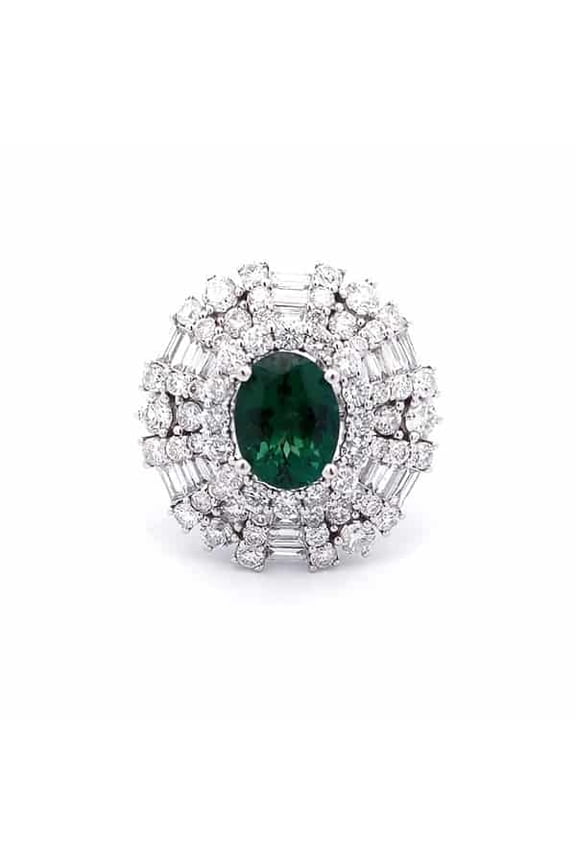 Green Tourmaline 4 Carat Ring in 18K Gold