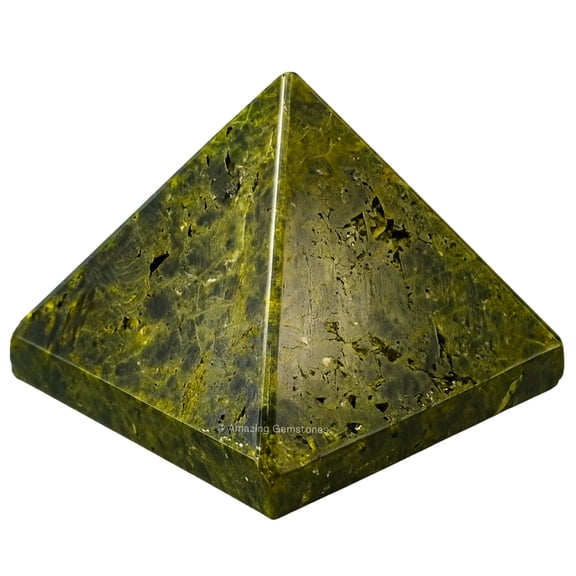 Green Tourmaline in Matrix Pyramid Crystal Healing Stones - 1.5" Inch