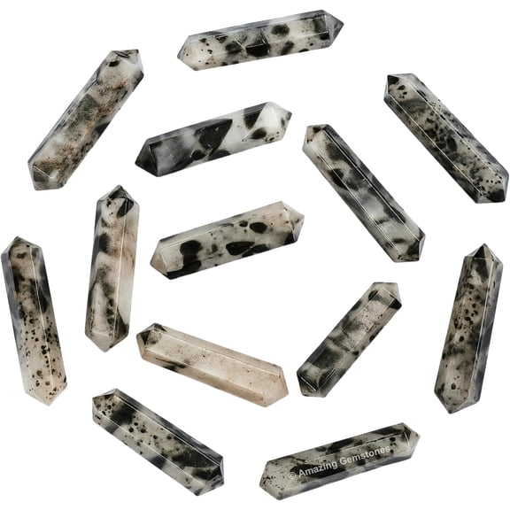 Green Tourmaline in Quartz Crystal Points Double Terminated, Healing Crystals for Crafts, Crystal Grid, DIY Work (Pack of 3)