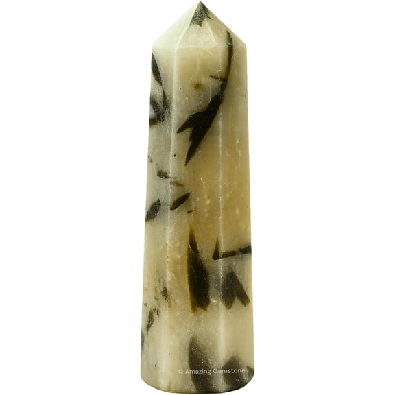 Green Tourmaline in Quartz Crystal Tower Obelisk Point (2" to 3" INCH)