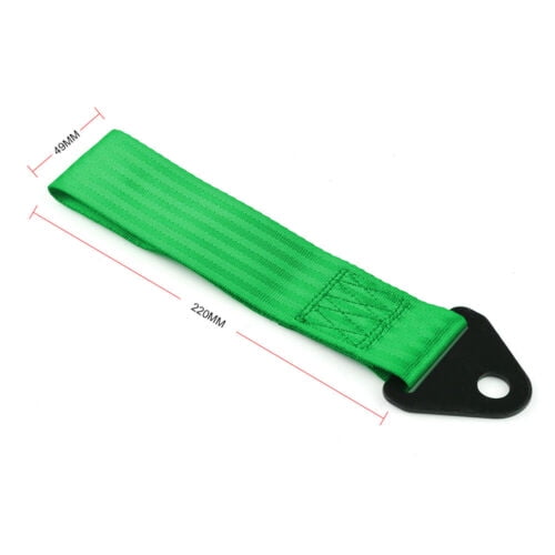 Green Tow Strap Racing Bumper Towing Rope Front Rear Tow Hook without Screws Nut