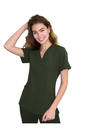 Scrubs for Women - 4 Pocket V-Neck Scrub Top, Stretch Fabric, Easy Care Uniforms