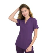 Green Town Scrubs for Women - 4 Pocket V-Neck Scrub Top, Stretch Fabric, Easy Care Uniforms