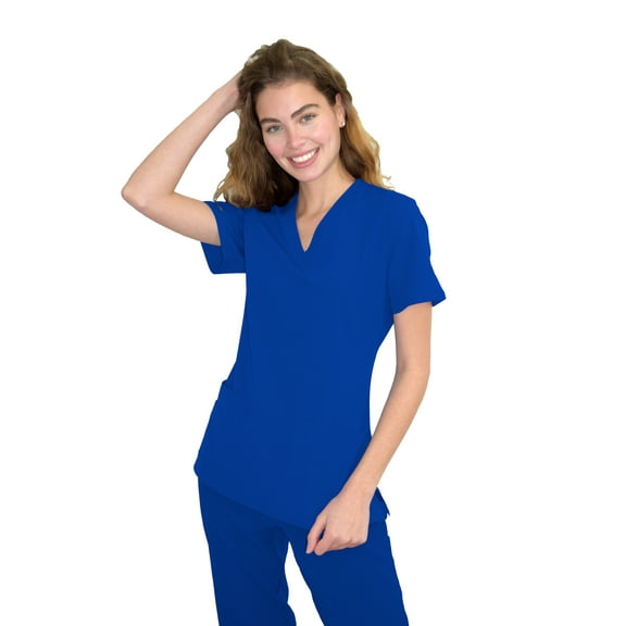 Green Town Scrubs for Women - 4 Pocket V-Neck Scrub Top, Stretch Fabric, Easy Care Uniforms