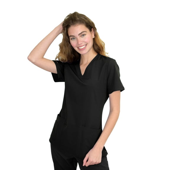 Green Town Scrubs for Women - 4 Pocket V-Neck Scrub Top, Stretch Fabric, Easy Care Uniforms
