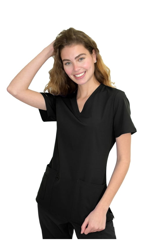 Scrubs for Women - 4 Pocket V-Neck Scrub Top, Stretch Fabric, Easy Care Uniforms