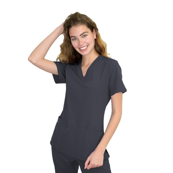 Green Town Scrubs for Women - 4 Pocket V-Neck Scrub Top, Stretch Fabric, Easy Care Uniforms