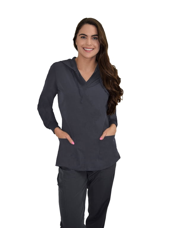 Scrubs for Women - Hoodie Pull-Over Scrub Jacket, 4 Pockets, Lightweight, Stretch Fabric, Easy Care