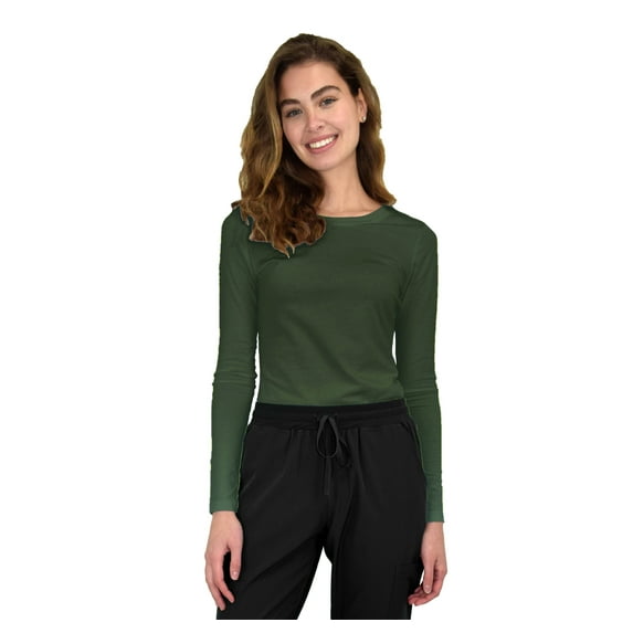 Green Town Scrubs for Women - Long Sleeve Underscrub Tee Shirt, Super Soft, Stretch Fabric, Lightweight, Easy Care