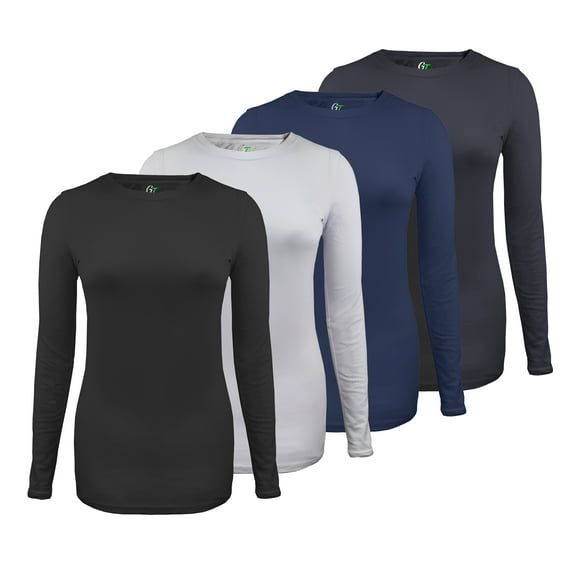 Green Town Scrubs for Women - Multi-Pack Long Sleeve Underscrub Tee, Super Soft, Stretch Fabric, Lightweight, Easy Care