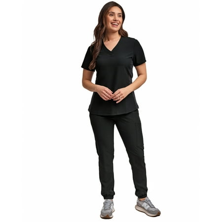 Green Town Scrubs for Women Scrub Set - Jogger Pant and Comfort Stretch V-Neck Top, 5 Pockets, Easy Care Uniforms