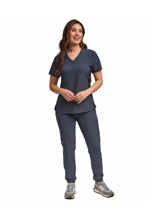 Scrubs for Women Scrub Set - Jogger Pant and Comfort Stretch V-Neck Top, 5 Pockets, Easy Care Uniforms