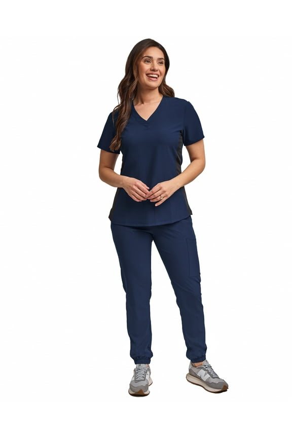 Scrubs for Women Scrub Set - Jogger Pant and Comfort Stretch V-Neck Top, 5 Pockets, Easy Care Uniforms
