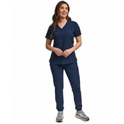 Green Town Scrubs for Women Scrub Set - Jogger Pant and Comfort Stretch V-Neck Top, 5 Pockets, Easy Care Uniforms