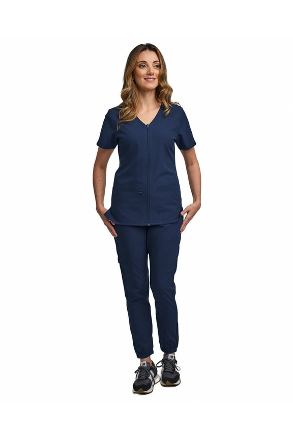 Scrubs for Women Scrub Set - Jogger Pant & Zipper Top, 6 Pockets, Easy Care Uniform