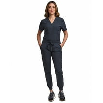 Green Town Scrubs for Women Scrub Set - Jogger Pant and Tuck-In V-Neck Top, 5 Pockets, Yoga Waistband, Nursing Uniform