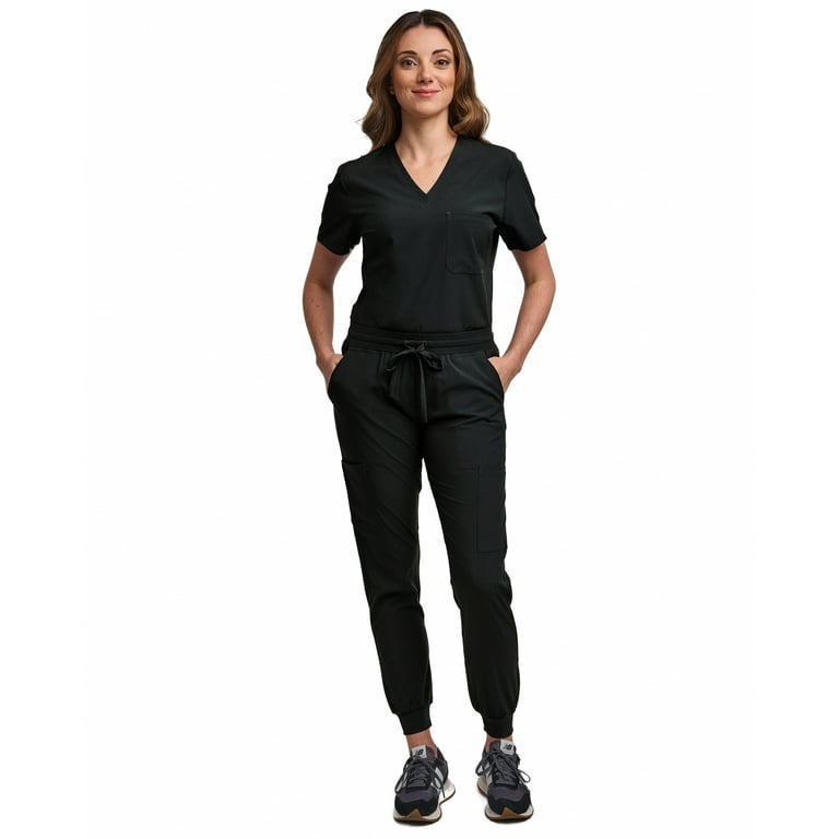 Green Town Scrubs for Women Scrub Set - Jogger Pant and Tuck-In V