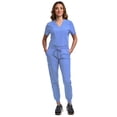 thumbnail image 1 of Green Town Scrubs for Women Scrub Set - Jogger Pant and Tuck-In V-Neck Top, 5 Pockets, Yoga Waistband, Nursing Uniform, 1 of 8
