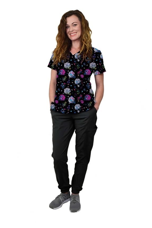 Scrubs for Women Scrub Set - Jogger Pant and V-Neck Top, 6 Pockets, Easy Care Uniforms, Solids and Prints Uniforms