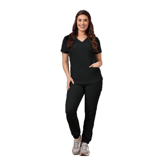 Green Town Scrubs for Women Scrub Set - Jogger Pant and V-Neck Top, 6 Pockets, Easy Care Uniforms
