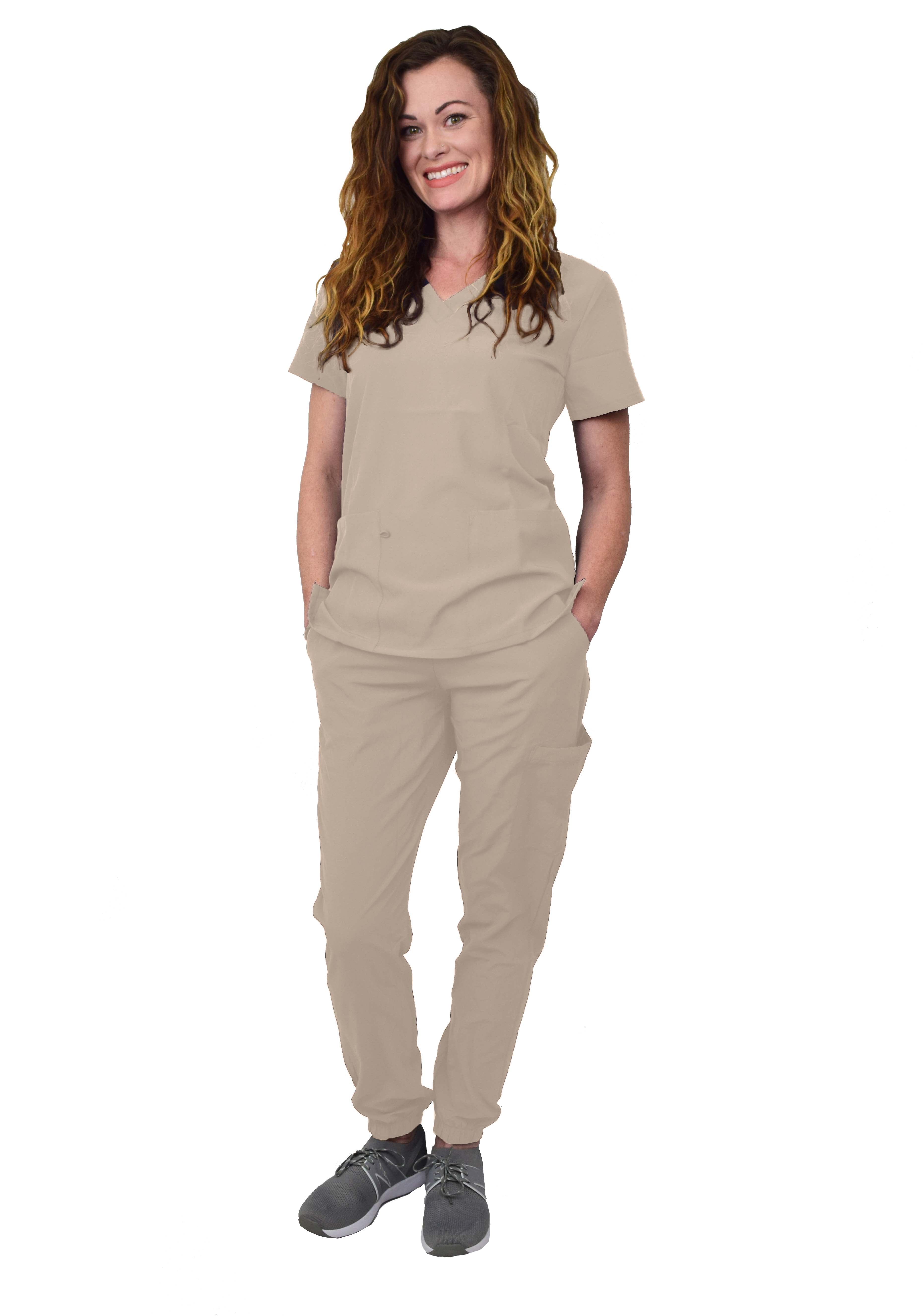 Green Town Scrubs for Women Scrub Set Jogger Pant and VNeck Top, 6
