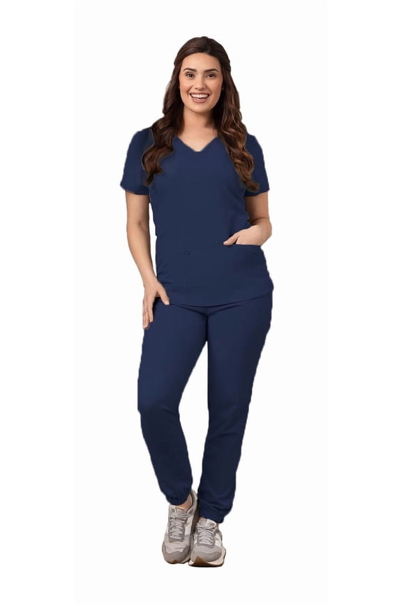 Scrubs for Women Scrub Set - Jogger Pant and V-Neck Top, 6 Pockets, Easy Care Uniforms