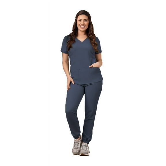 Green Town Scrubs for Women Scrub Set - Jogger Pant and V-Neck Top, 6 Pockets, Easy Care Uniforms