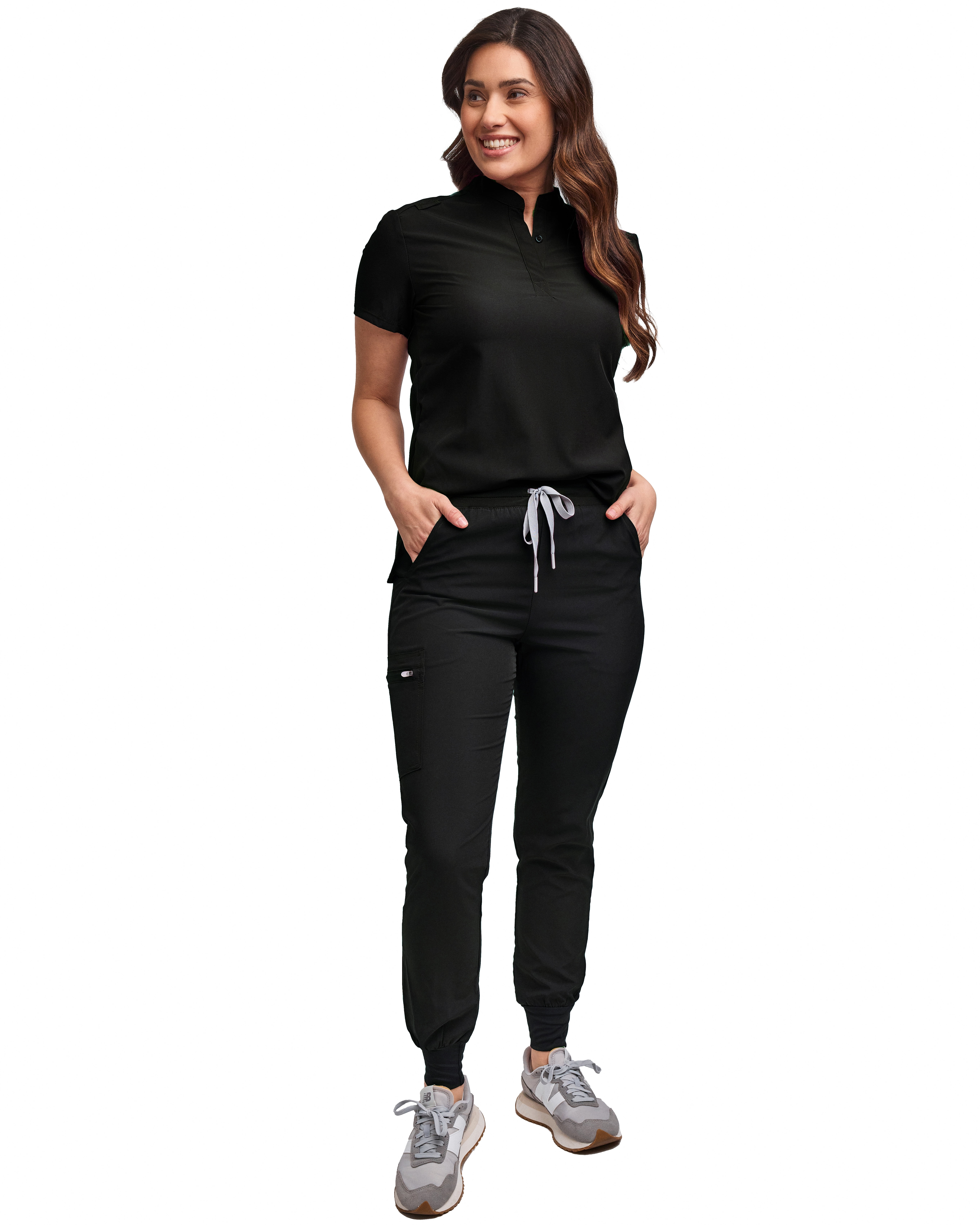 Scrubs for Women Scrub Set - Slim Fit Jogger Pant and Mandarin Collar Tuck-In Top, Easy Care Uniform