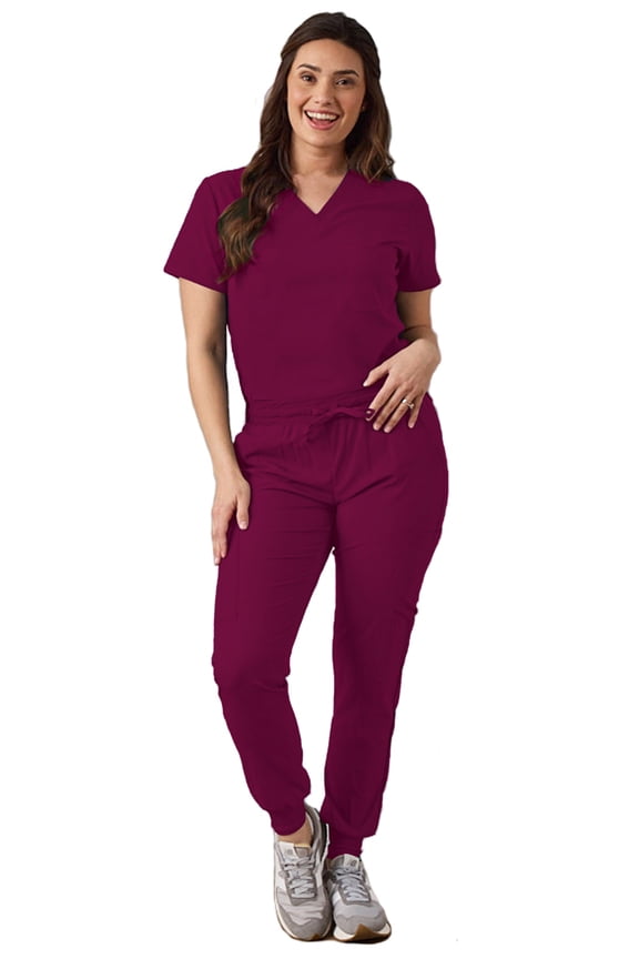 Scrubs for Women Scrub Set - Slim Fit Jogger Pant and Tuck-In V-Neck Top, 5 Pockets, Easy Care Uniform