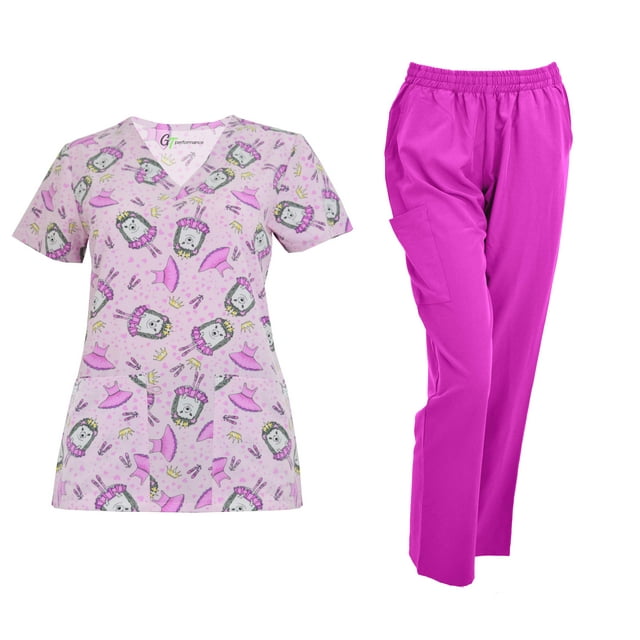 Green Town Scrubs for Women Scrub Set VNeck Top and Straight Leg