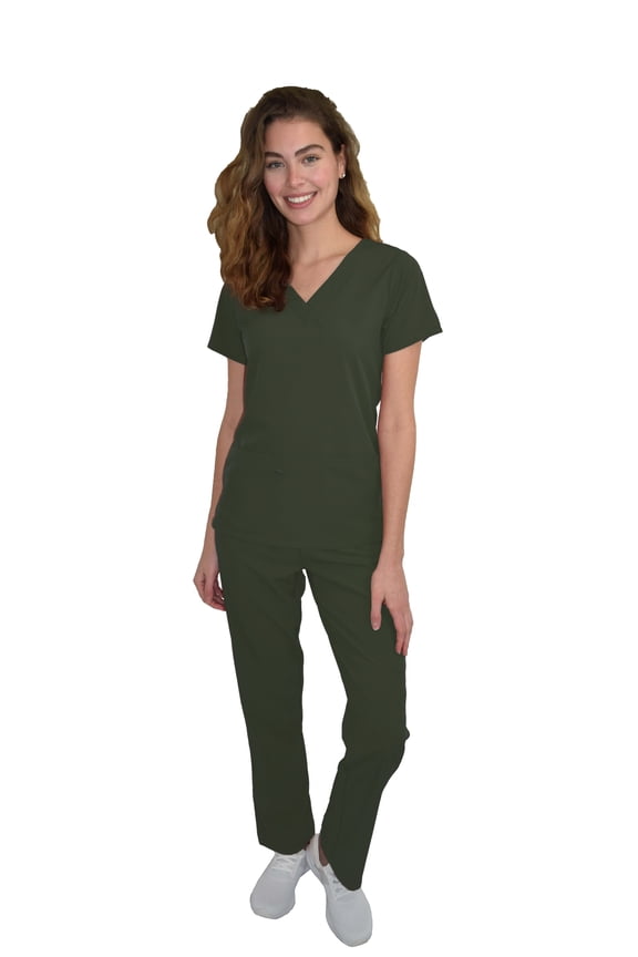 Scrubs for Women Scrub Set - V-Neck Top and Straight Leg Pant, 5 Pockets, Easy Care, Solids and Prints Uniforms