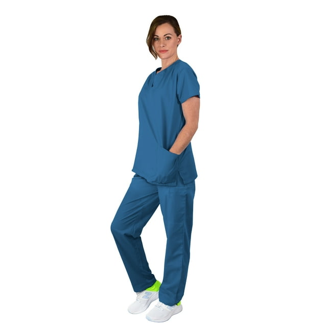 Green Town Scrubs for Women Scrub Set VNeck Top and Straight Leg