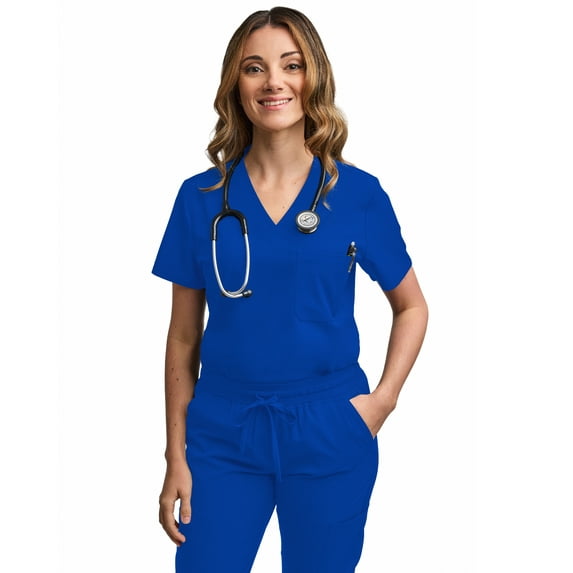 Green Town Scrubs for Women - Tuck-In V-Neck Scrub Top, Stretch Fabric, Lightweight, Easy Care