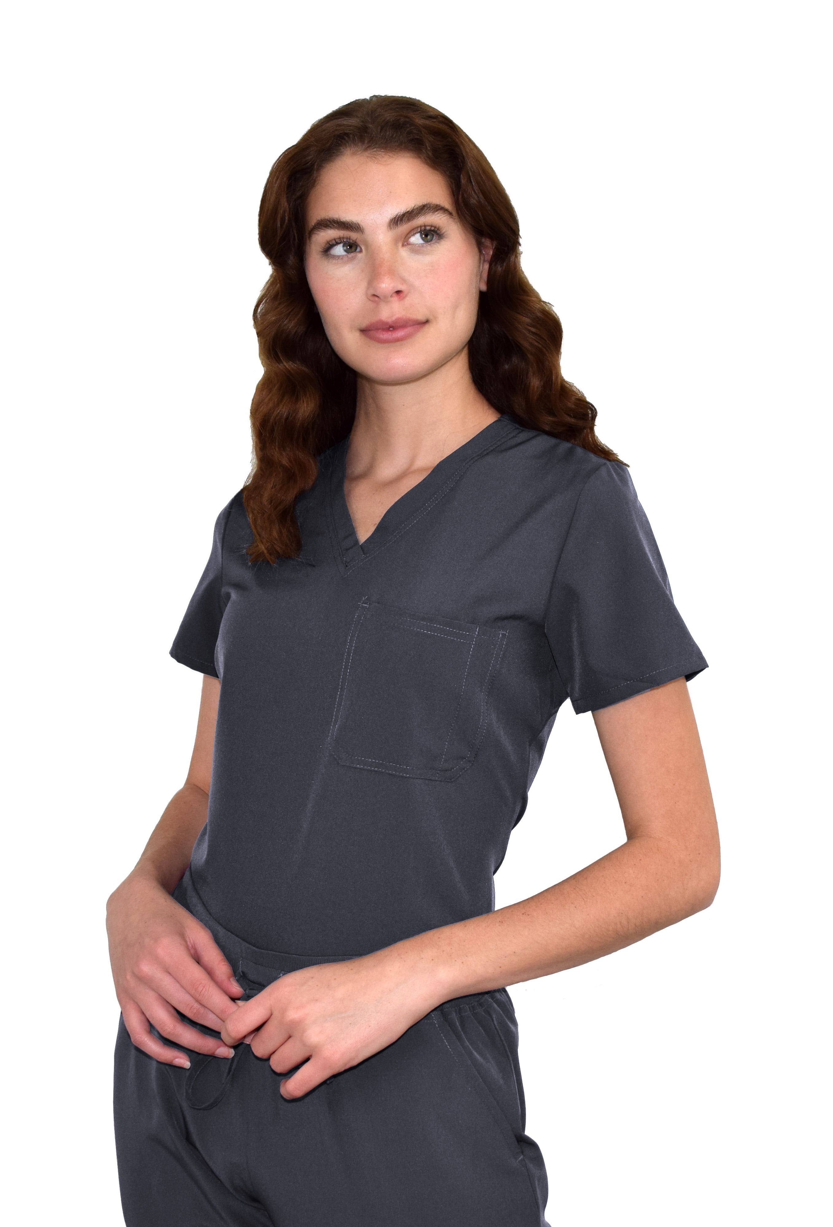 Green Town Scrubs for Women TuckIn VNeck Scrub Top, Stretch Fabric, Lightweight, Easy Care