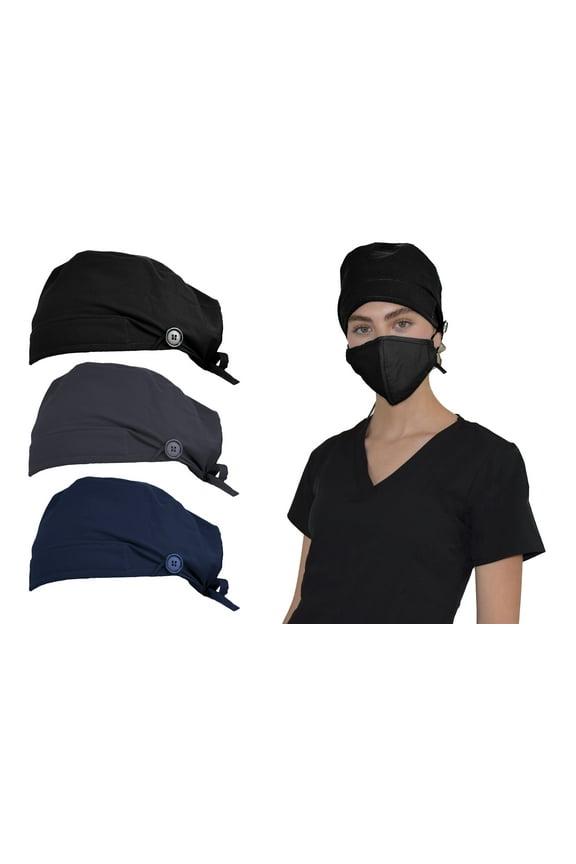 Scrubs for Women Unisex Scrub Caps - (3 Pack) Nursing Uniform, Easy Care, Stretch Fabric