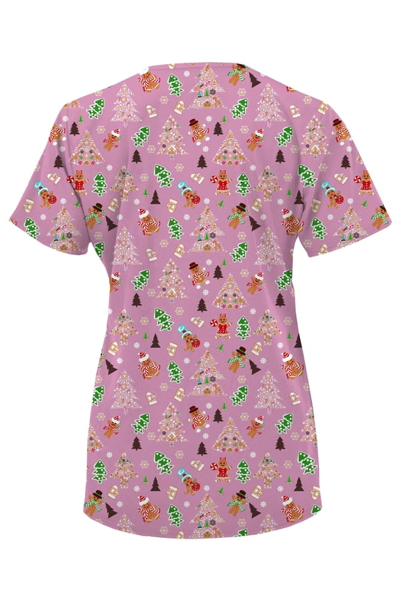 Scrubs for Women V-Neck Scrub Top - Christmas Thanksgiving Halloween Holiday Prints