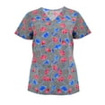 thumbnail image 1 of Green Town Scrubs for Women V-Neck Scrub Top - Print Tops, 3 Pockets, Easy Care Uniforms, 1 of 5