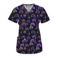 thumbnail image 1 of Green Town Scrubs for Women V-Neck Scrub Top - Print Tops, 3 Pockets, Easy Care Uniforms, 1 of 6