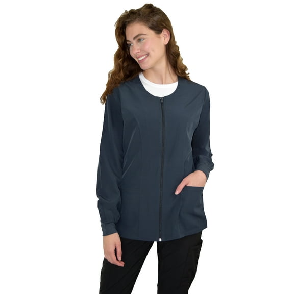 Green Town Scrubs for Women Warm-Up Scrub Jacket - Zip Front, 3 Pockets, Easy Care Uniforms