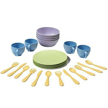 Green Toys 24-Piece Dish Set, 100% Recycled Plastic, for Unisex Child Ages 2+