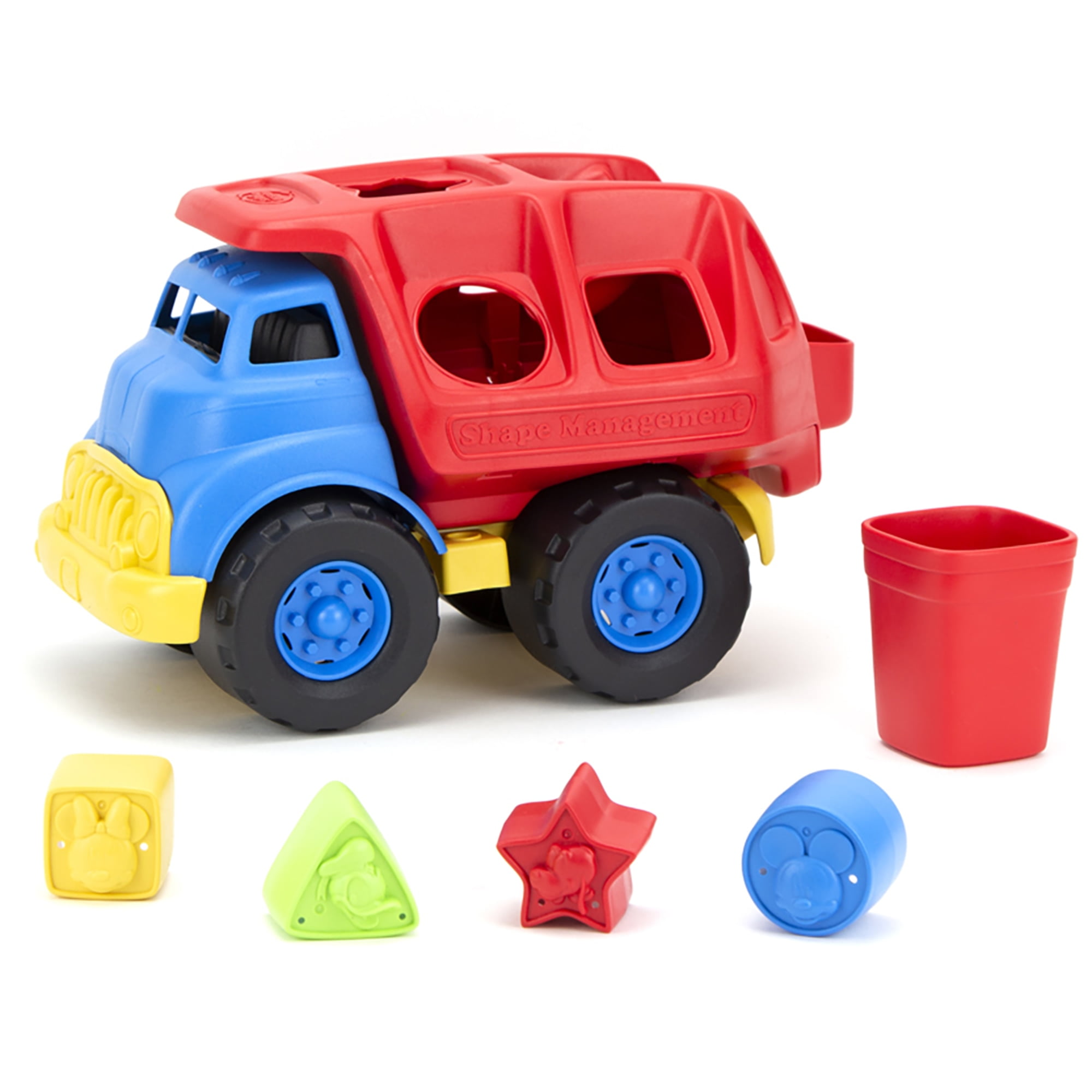Green Toys: Disney Baby - Mickey Mouse & Friends Shape Sorter Truck - 6pc Color & Shape Learning Toy Vehicle, Recycled Plastic, Kids Toddler Ages 6mo+