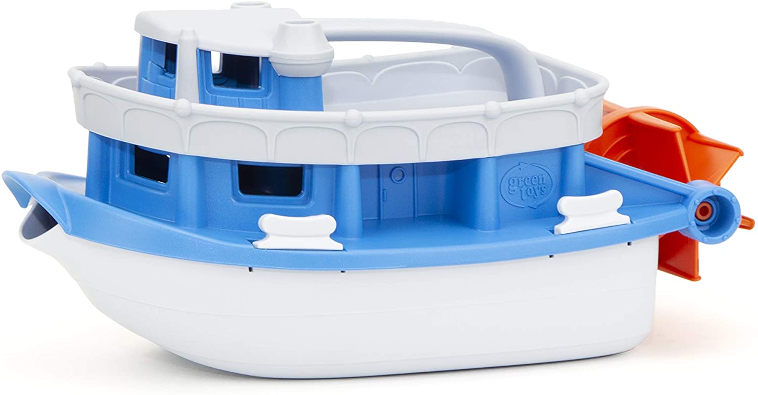 Green Toys Paddle Boat, Blue/Grey Pretend Play, Motor Skills, Kids