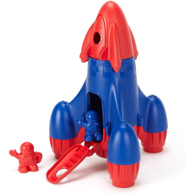 Green Toys Rocket, Red/Blue 4 Piece Pretend Play, Motor Skills, Kids