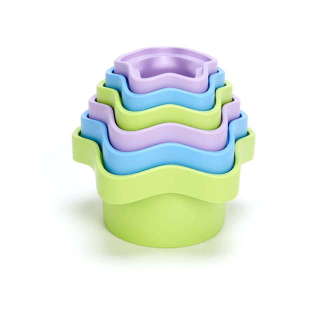 Green Toys Stacking Cups Purple/Blue/Green, Bath Toy, Baby/Toddler