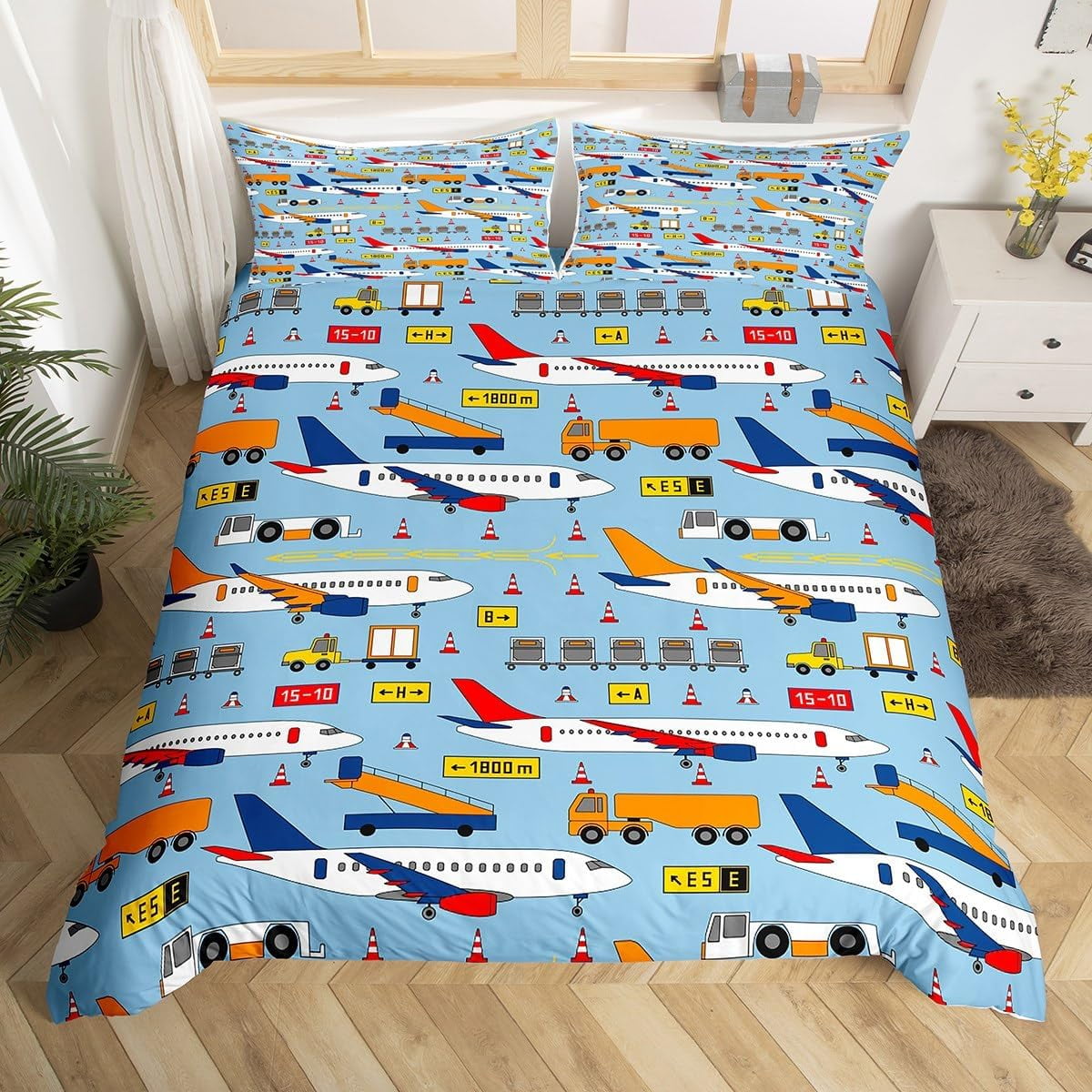 Green Tractor Bedding Set Full Size, GDAKE Construction Duvet Cover