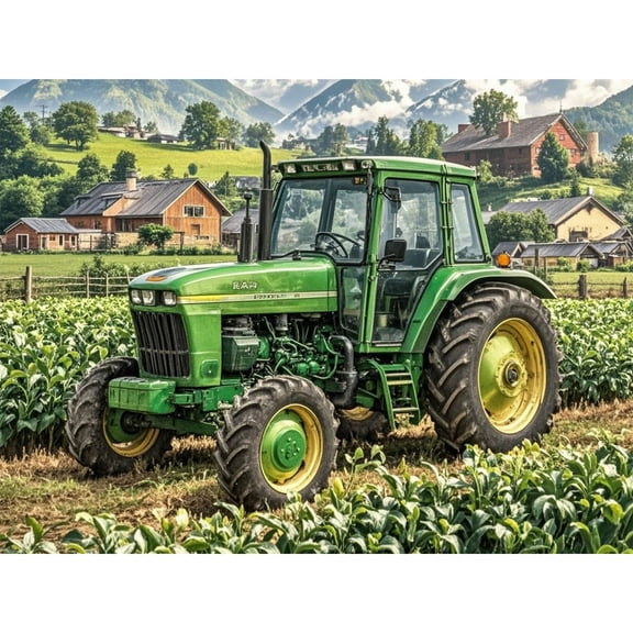 Green Tractor Farm 5D Diamond Art DIY Kits Diamond Painting Full Round Drill Rhinestones Crystal by Number Embroidery Arts and Crafts for Living Room Bedroom Home Wall Decor 12x16 inch